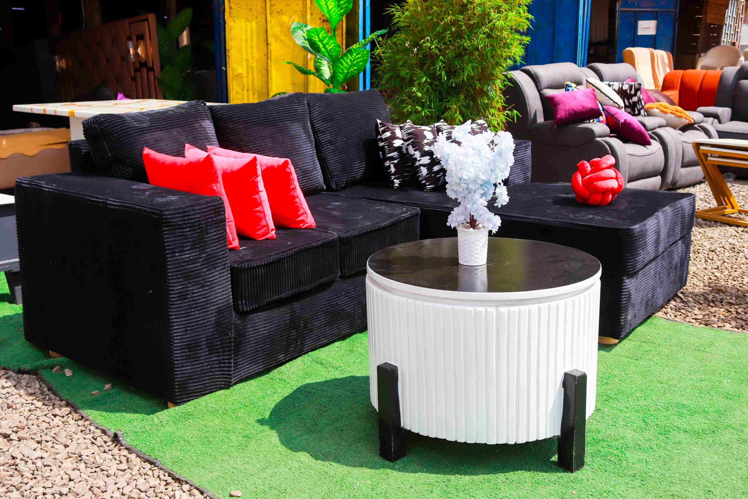 Black L Shaped Sofa - Image 4
